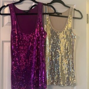 Express Purple & Gold L Sequin Tank Top Lot